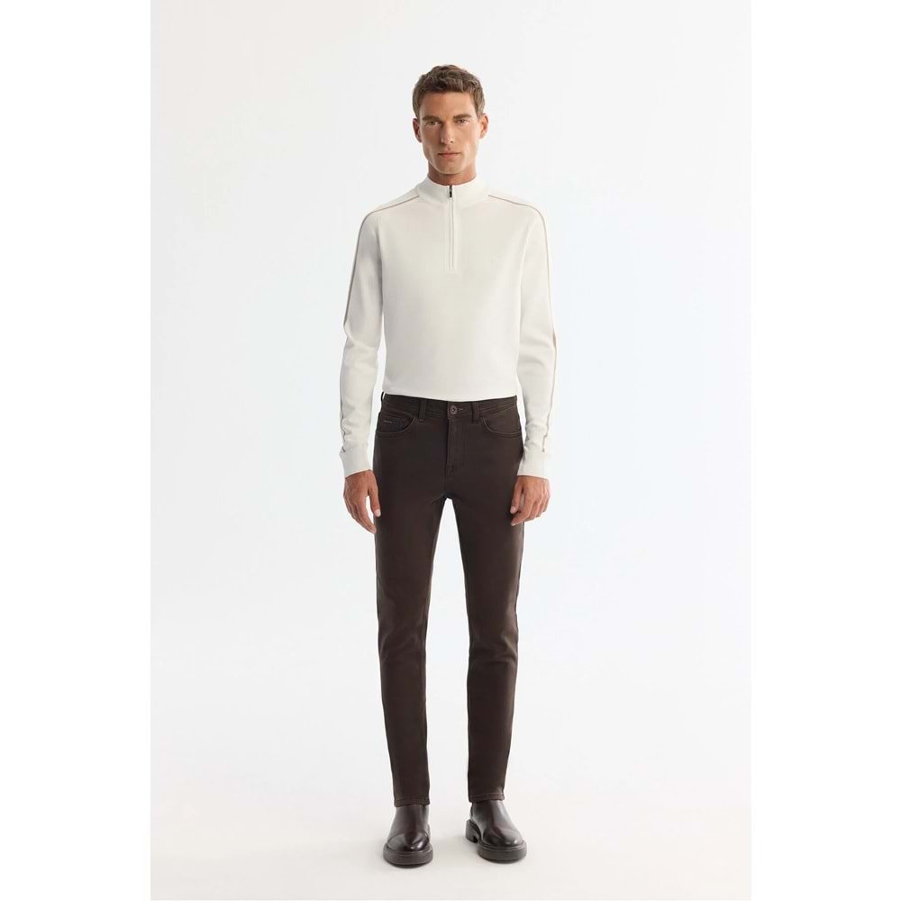 Avva Erkek Kahverengi Eskitme Yıkamalı Esnek Berlin Slim Fit Jean Pantolon A42Y3532