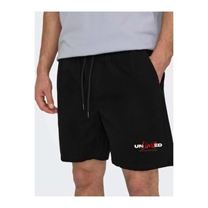 DEEPSENCE Erkek Siyah Penye Şort Spor Bermuda Şeritli Basketbol Futbol Fitness Antraman Koşu