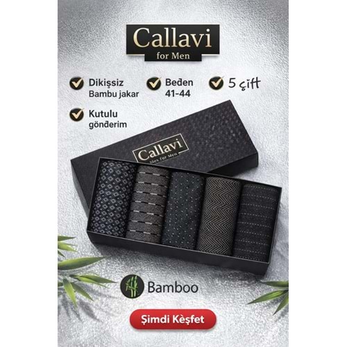 CALLAVI Dikişsiz Bambu Jakarlı Erkek Kutulu 6 Çift