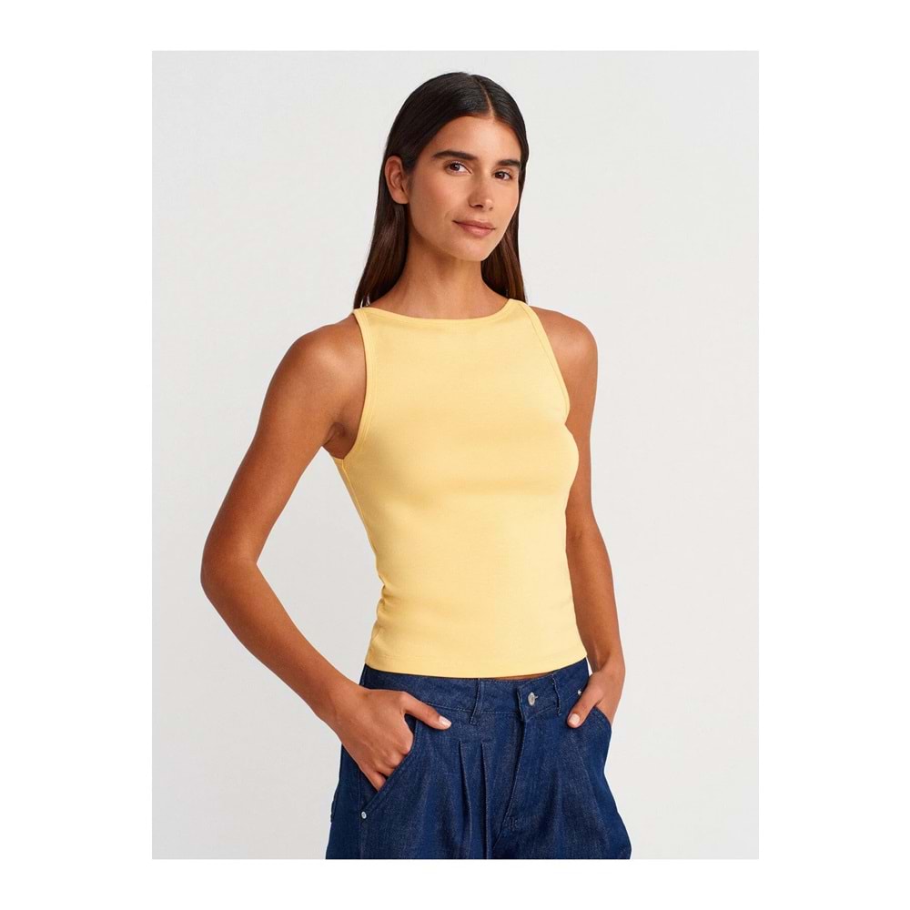 Dilvin 21048 Halter Yaka Top-Sarı