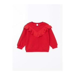 LC Waikiki LCW baby Kırmızı Bisiklet Yaka Uzun Kollu Kız Bebek Sweatshirt