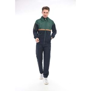 Twill Penye Kumaş Çıkma Kapüşonlu Erkek Spor