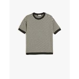 Erkek Çocuk Örme Jakarlı Kısa Kollu Bisiklet Yaka Sweatshirt