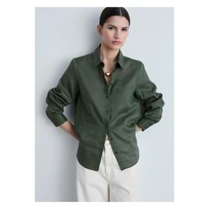 MANGO Cepli keten gömlek