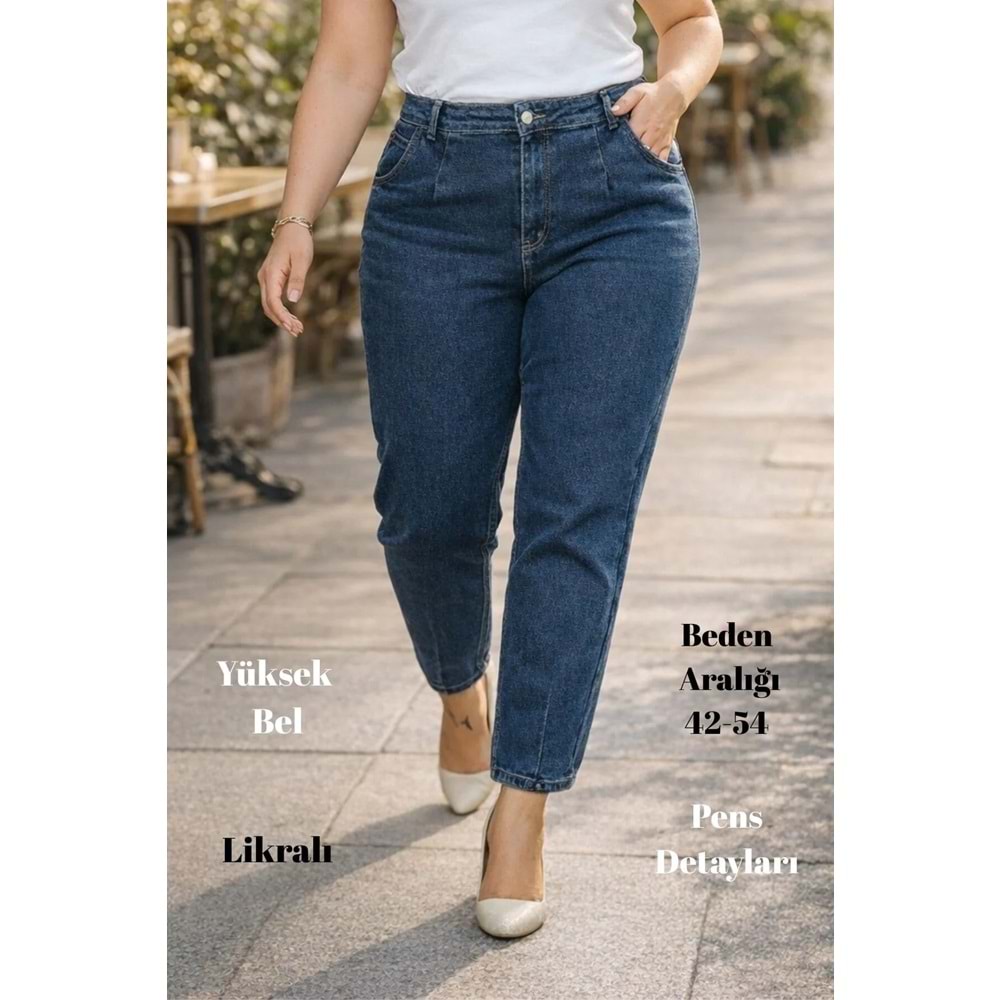 Mom Fit Jean Büyük Beden Yüksek Bel