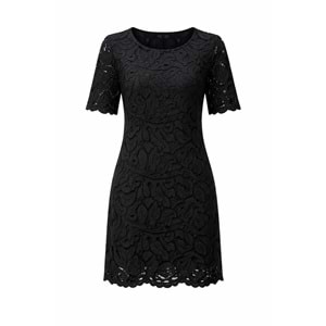 Eight Fashion Kadın Siyah Dantel Kısa Kollu Astarlı Şık Elbise