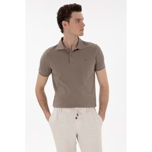 Koyu Vizon Slim Fit %100 Pamuk Polo Yaka Basic Tişört
