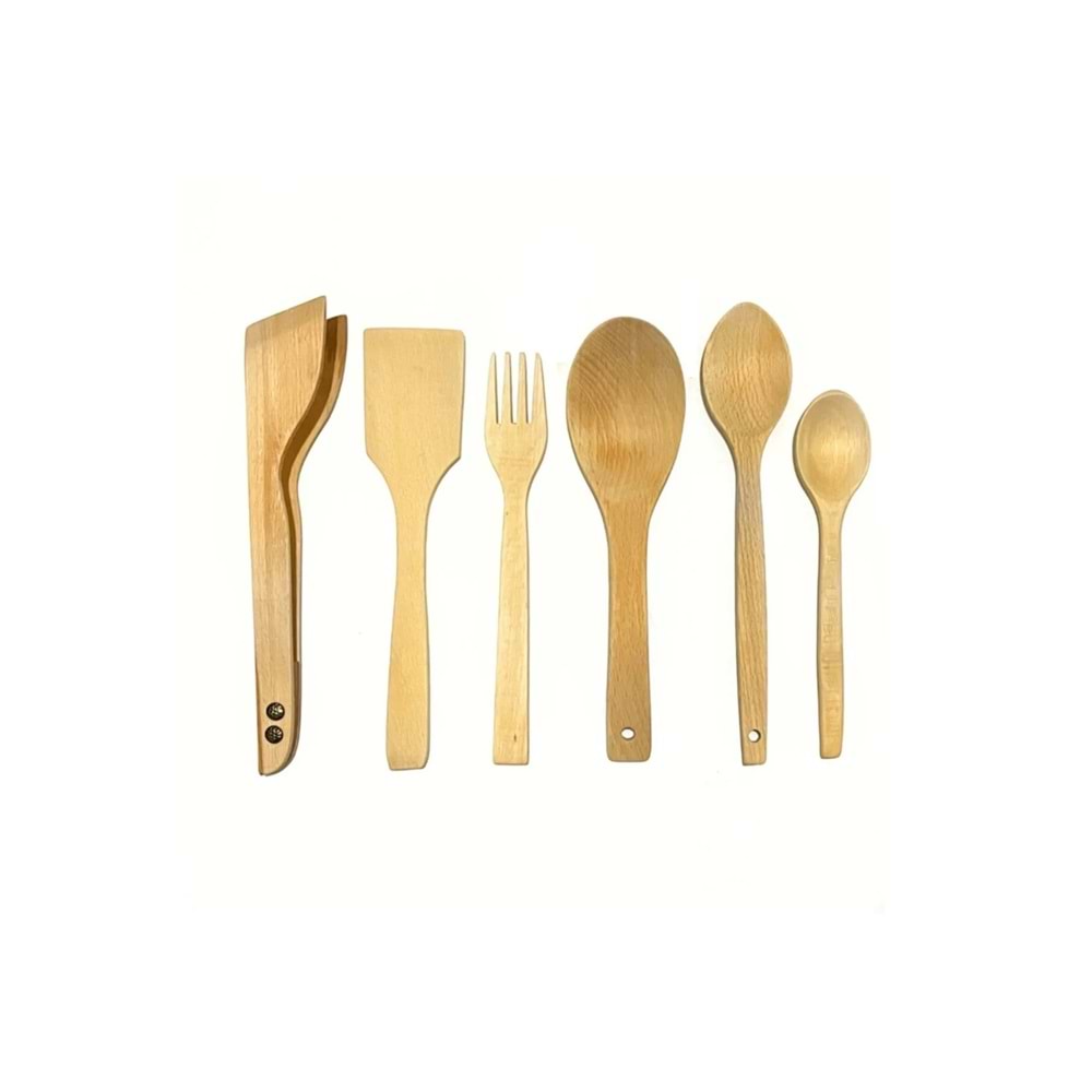 Kaşık Tahta Spatula Maşa Çatal Servis Seti