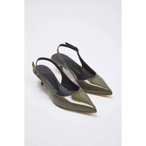 Trendyolmilla Shoes Haki Rugan Kadın 3 cm Kitten Topuklu Ayakkabı