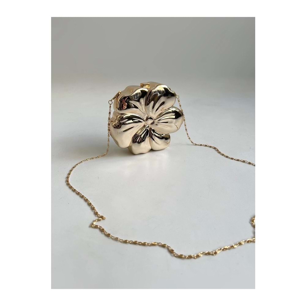 Mia Collection Çiçek Model Düğün Nişan Abiye Çanta Gold