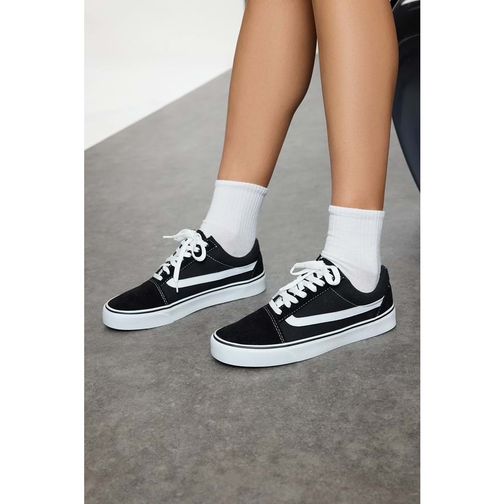Trendyolmilla Shoes Siyah Bağcıklı Kontrast Kadın Spor Ayakkabı