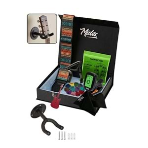 Midex AC-20 Gitar Aksesuar Seti Gitar Askı Capo Tuner Pena