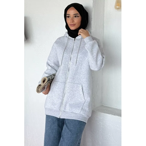 Kapüşonlu Şardonlu Tesettür Sweatshirt