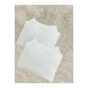 Kadın Pamuklu Crop Top Askılı Büstiyer Beyaz