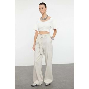 Trendyolmilla Taş Wide Leg/Geniş Paça Dokuma Pantolon