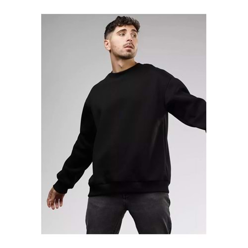 Trendiz Bisiklet Yaka Sweatshirt Siyah