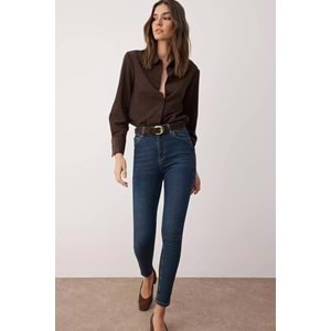 Trendyolmilla Lacivert Vücudu Saran Yüksek Bel Ekstra Esnek Skinny Jean