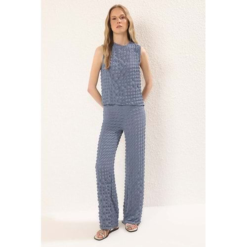 Trendyolmilla Indigo Dokulu Bluz-Pantolon Örme Alt-Üst Takım
