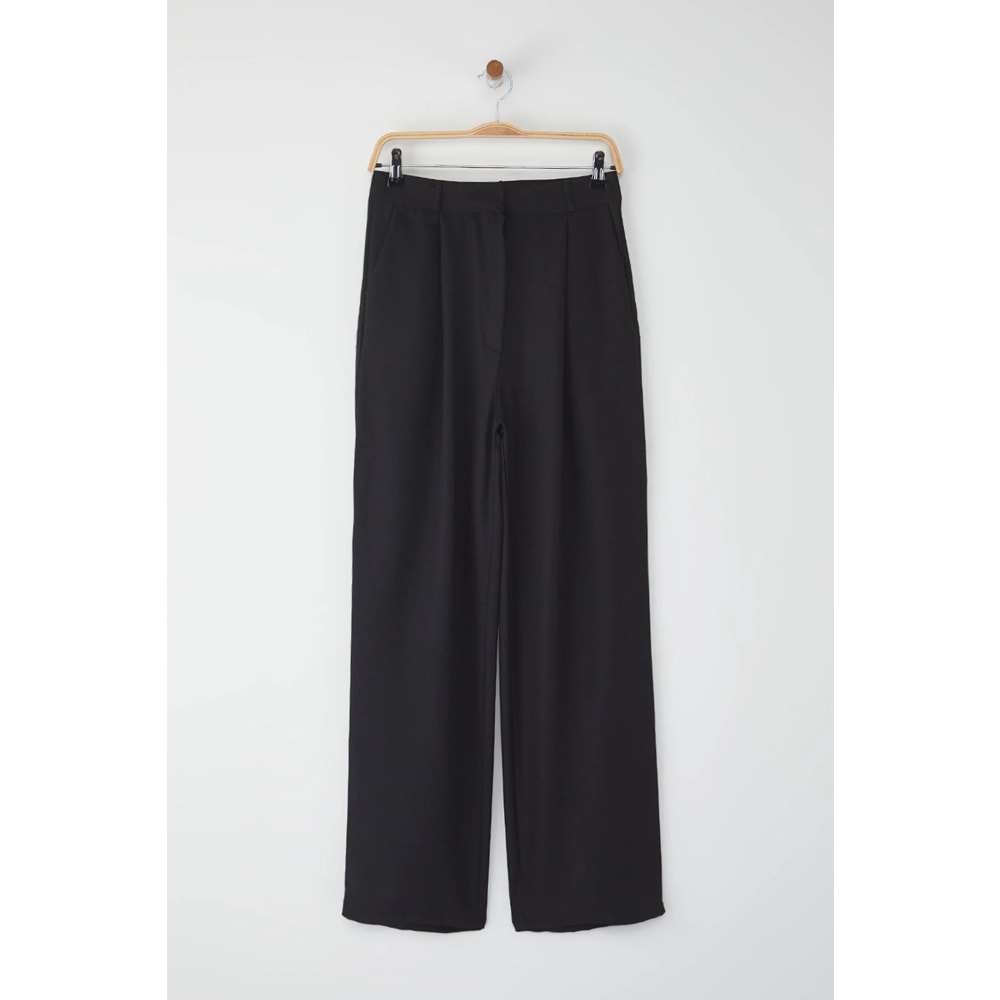 Edit By Trendyolmilla Siyah Wide Leg/Geniş Paça Dokuma Pantolon