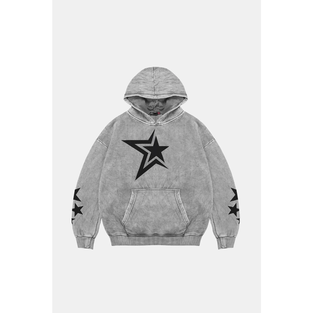 Yıkamalı Beyaz 816 Oversize Unisex Hoodie