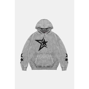 Yıkamalı Beyaz 816 Oversize Unisex Hoodie