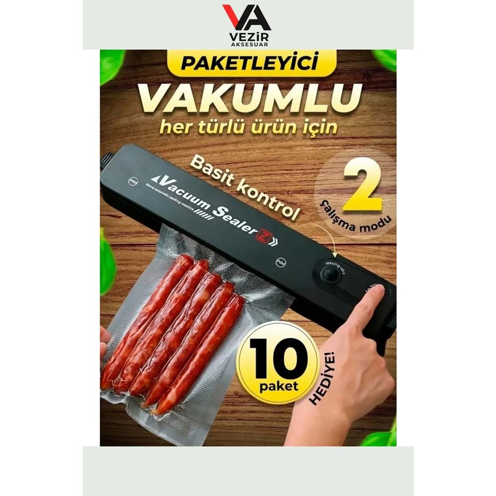 Vezir Aksesuar Evde Profesyonel Gıda Saklama | Otomatik Vakumlama Cihazı