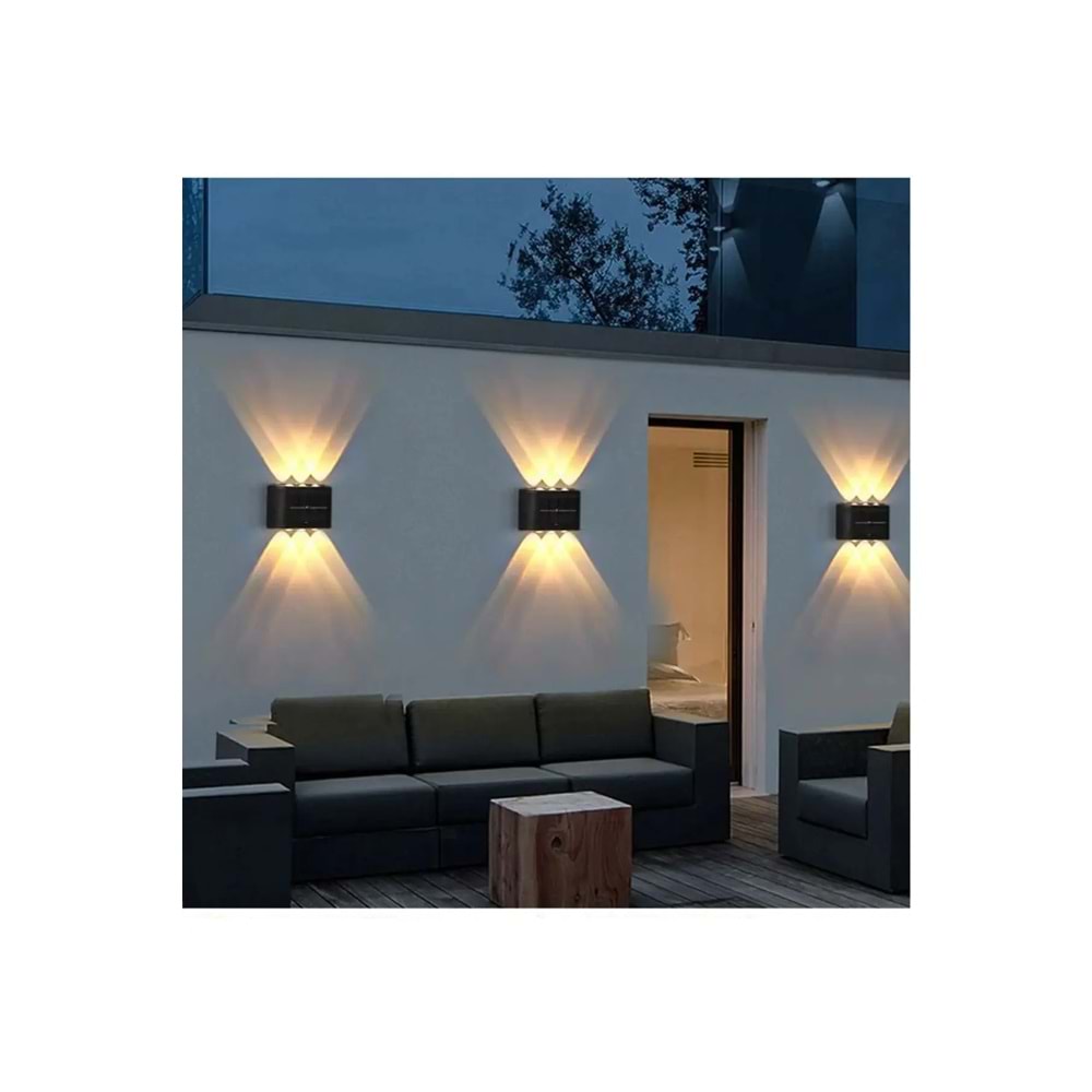 Güneş Enerjili Solar Lamba Aplik Led Teras Bahçe Veranda Çift Taraflı 10 Ledli