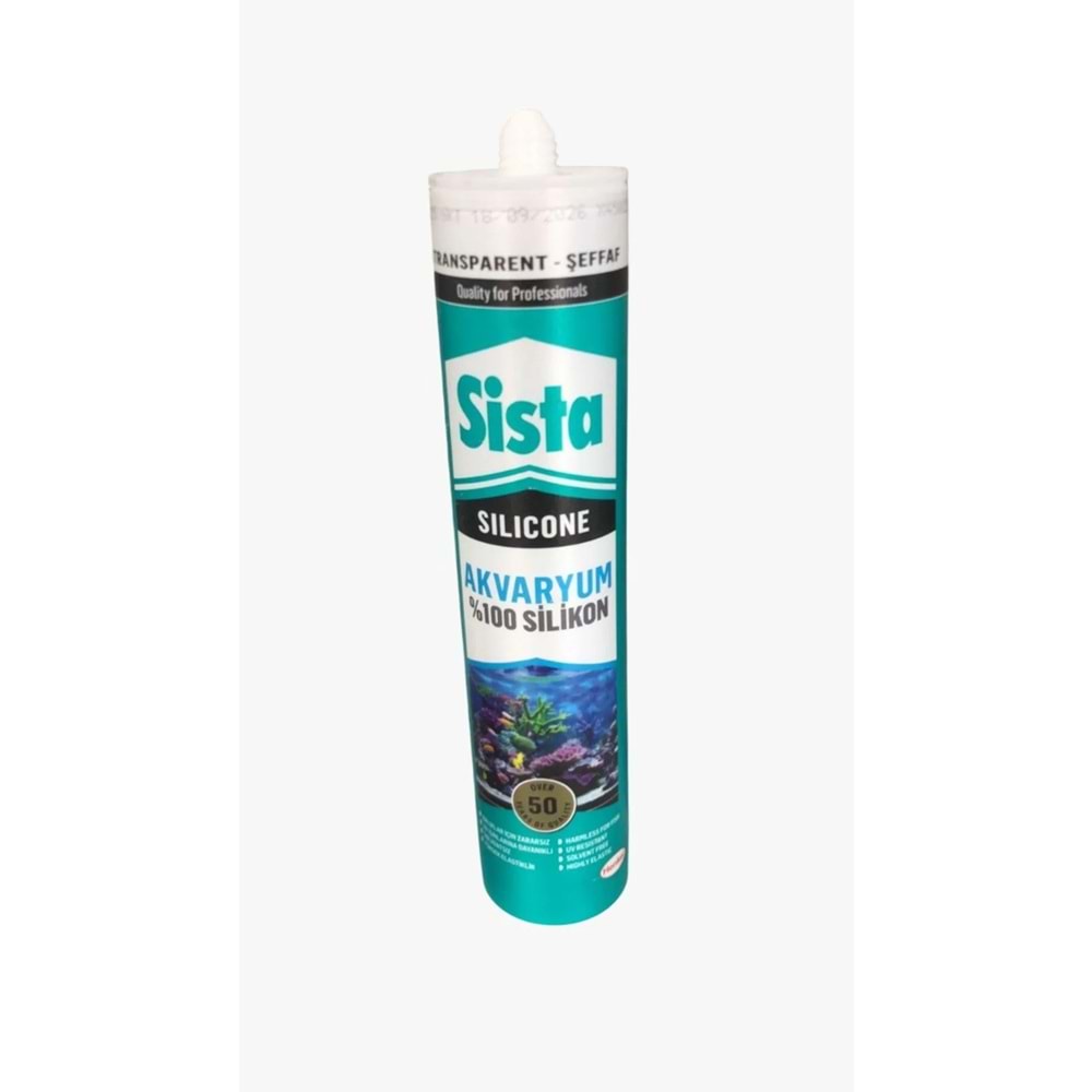 Sista Şeffaf Akvaryum Silikonu 280 ml – Yüksek Mukavemetli, Suya Dayanıklı, %100 Saf Silikon