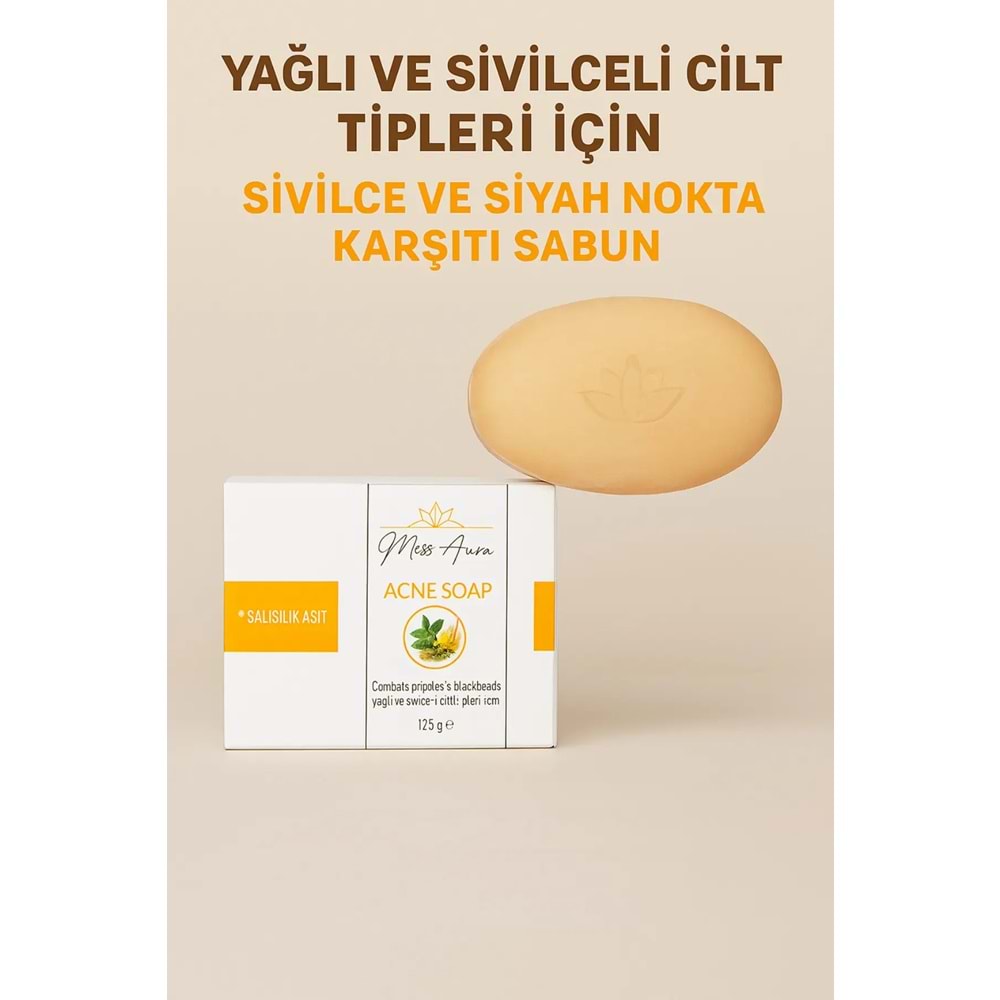 Akne Karşıtı Yüz Sabunu – Salisilik Asit & Biberiye Yağı, Yağlı/Sivilceli Cilt 115 g