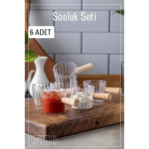 6 Adet Ahşap Kulplu Sosluk Seti