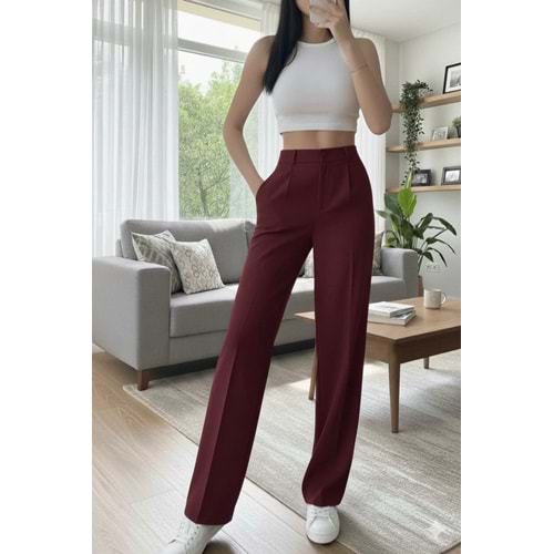 Kadın Bordo Oversize Palazzo Pantolon