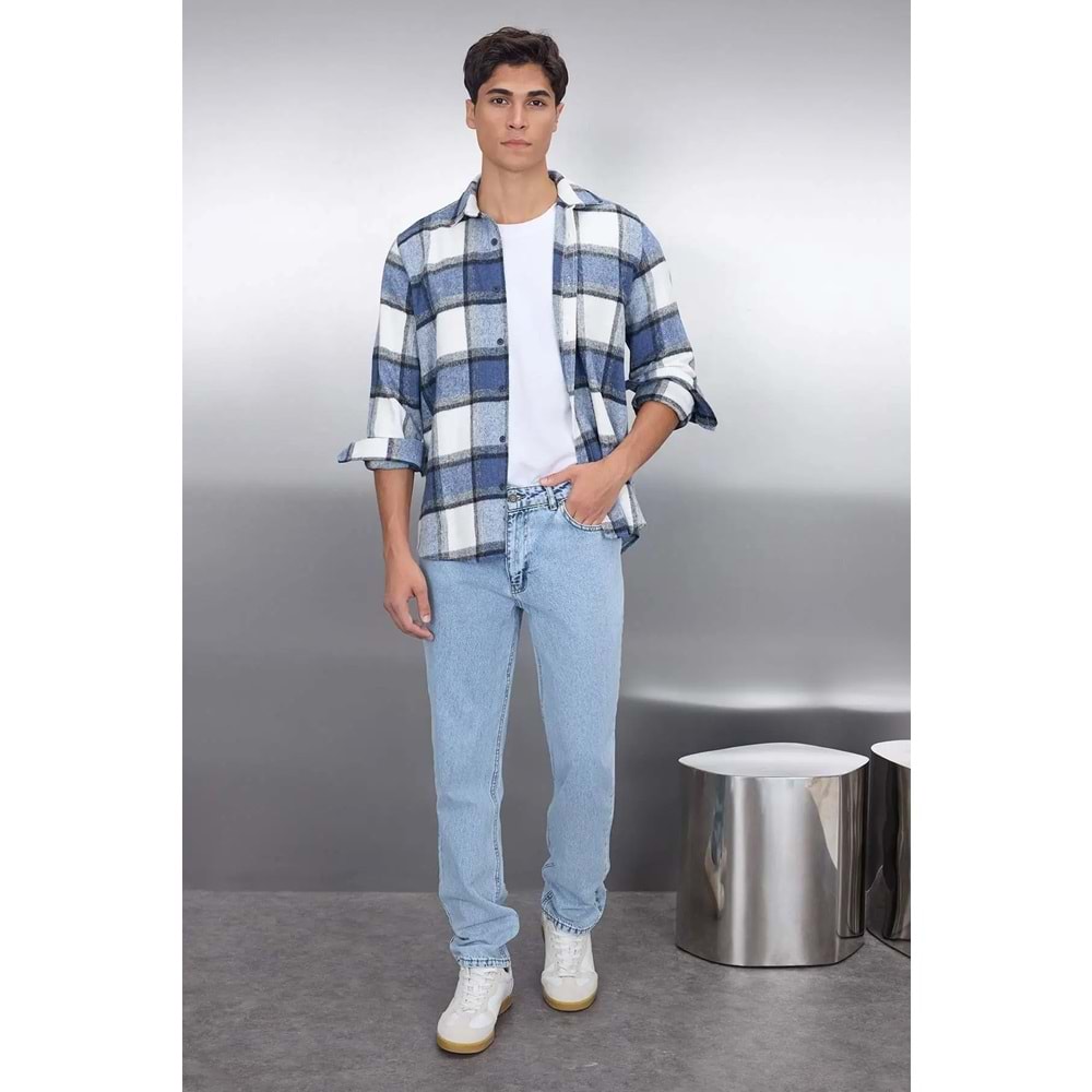 Trendyolmilla Man Lacivert Regular Fit Kışlık Oduncu Kareli Gömlek