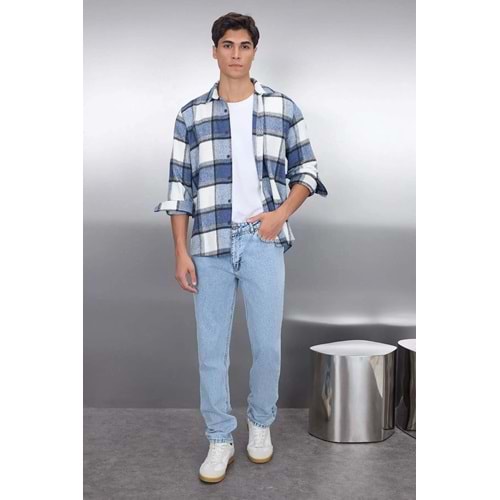 Trendyolmilla Man Lacivert Regular Fit Kışlık Oduncu Kareli Gömlek