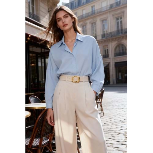 Trendyolmilla Açık Mavi Pamuklu Oversize Gömlek