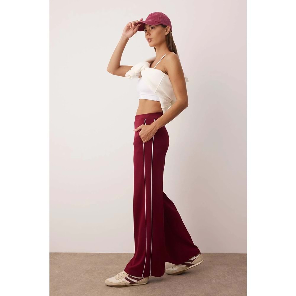 Trendyolmilla Bordo Geniş Paça Örme Spor Eşofman Altı