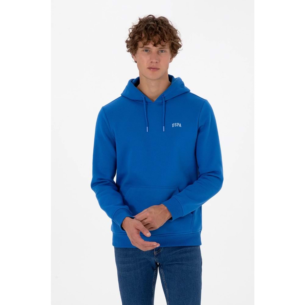 U.S. Polo Assn. Erkek Regular Fit Kapüşonlu Şardonlu Saks Basic Sweatshirt