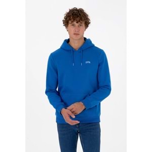 U.S. Polo Assn. Erkek Regular Fit Kapüşonlu Şardonlu Saks Basic Sweatshirt