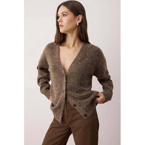 Trendyolmilla Vizon Alpaca Karışımlı Basic Triko Hırka