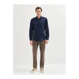 Karaca Lacivert Saten %100 Pamuk Slim Fit Gömlek