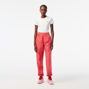 Lacoste Active Kadın Straight Fit Baskılı Kırmızı Eşofman Altı