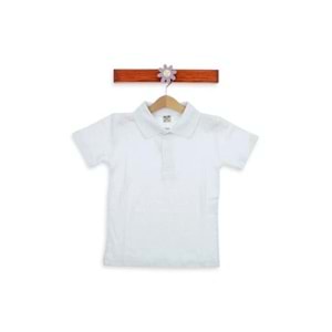 Çocuk Beyaz Polo Yaka Okul Penye T-shirt