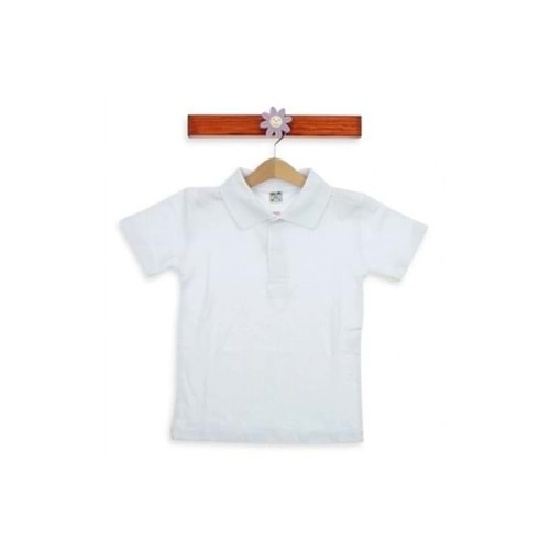 Çocuk Beyaz Polo Yaka Okul Penye T-shirt