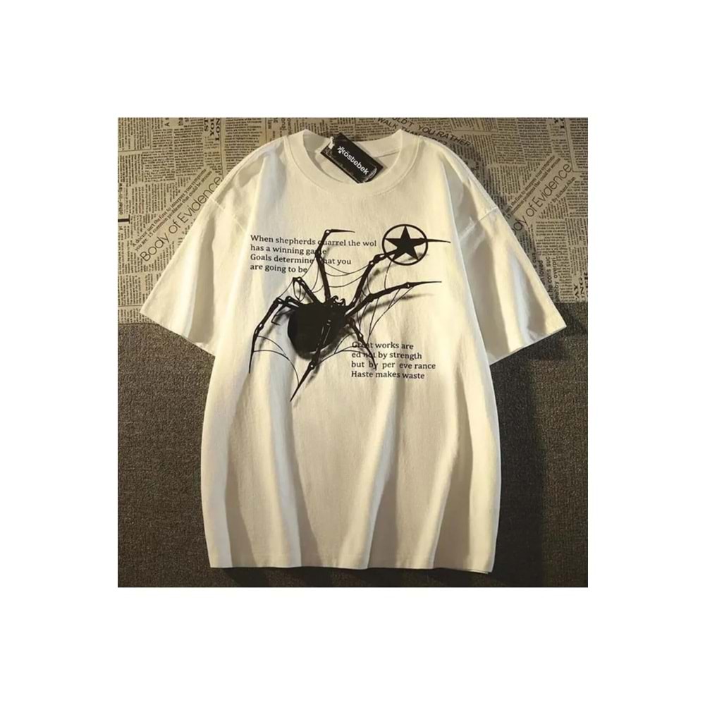 Spider Örümcek Ağ Baskılı Kısa Kollu Tshirt