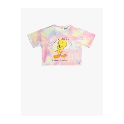 Koton Tişört Tweety Baskılı Lisanslı Kısa Kollu Batik Desenli