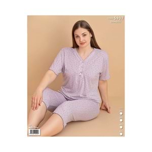 Kadın Kısa Kol Kapri Büyük Beden Pijama Takımı