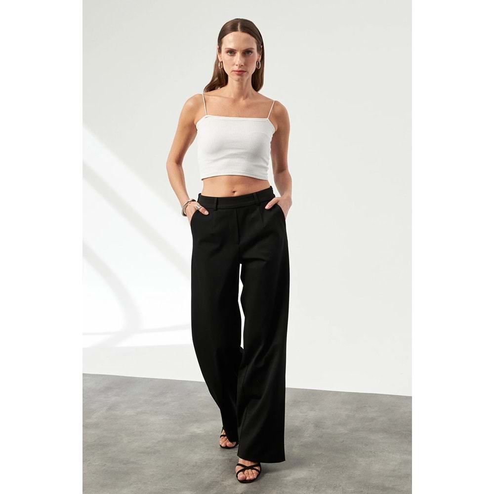 ACCORT Beli Lastikli Bol paça Pantolon-SİYAH