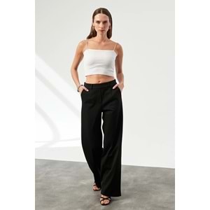 ACCORT Beli Lastikli Bol paça Pantolon-SİYAH