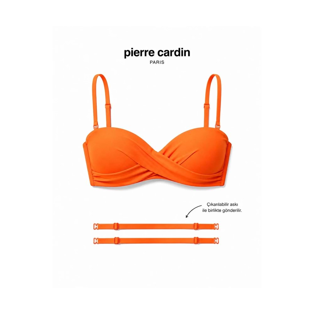 Pierre Cardin Straplez Bikini Üstü — Twist Detaylı, Push-Up Dolgulu, Toparlayıcı