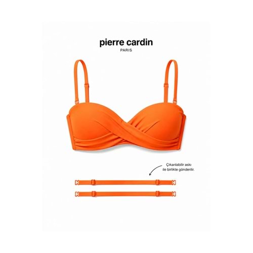 Pierre Cardin Straplez Bikini Üstü — Twist Detaylı, Push-Up Dolgulu, Toparlayıcı
