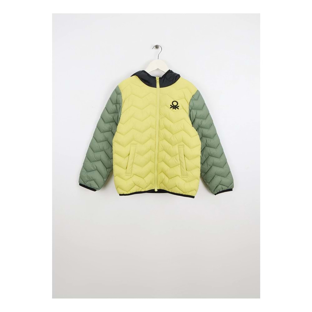 Benetton Sarı - Gri Erkek Çocuk Şişme Mont